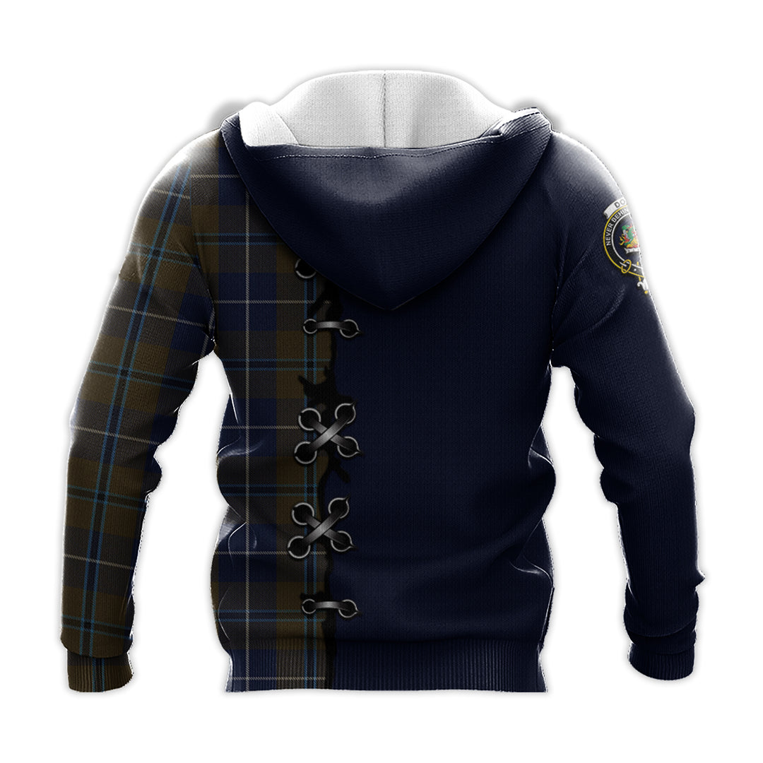 Printivon Douglas Brown Tartan Hoodie Lion Rampant And Celtic Thistle Style