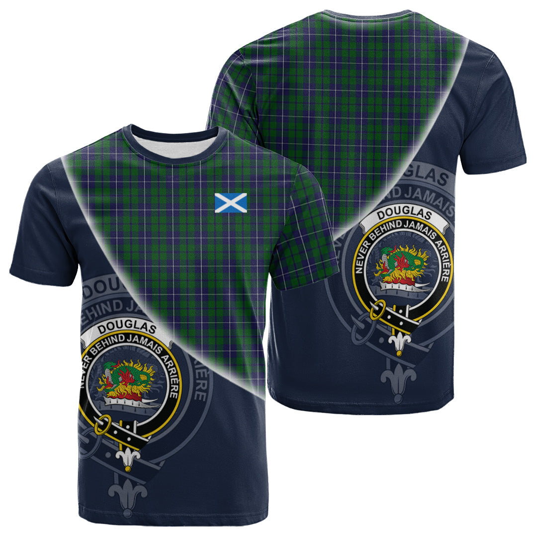 Printivon Douglas Green Tartan Scottish Crest T Shirt