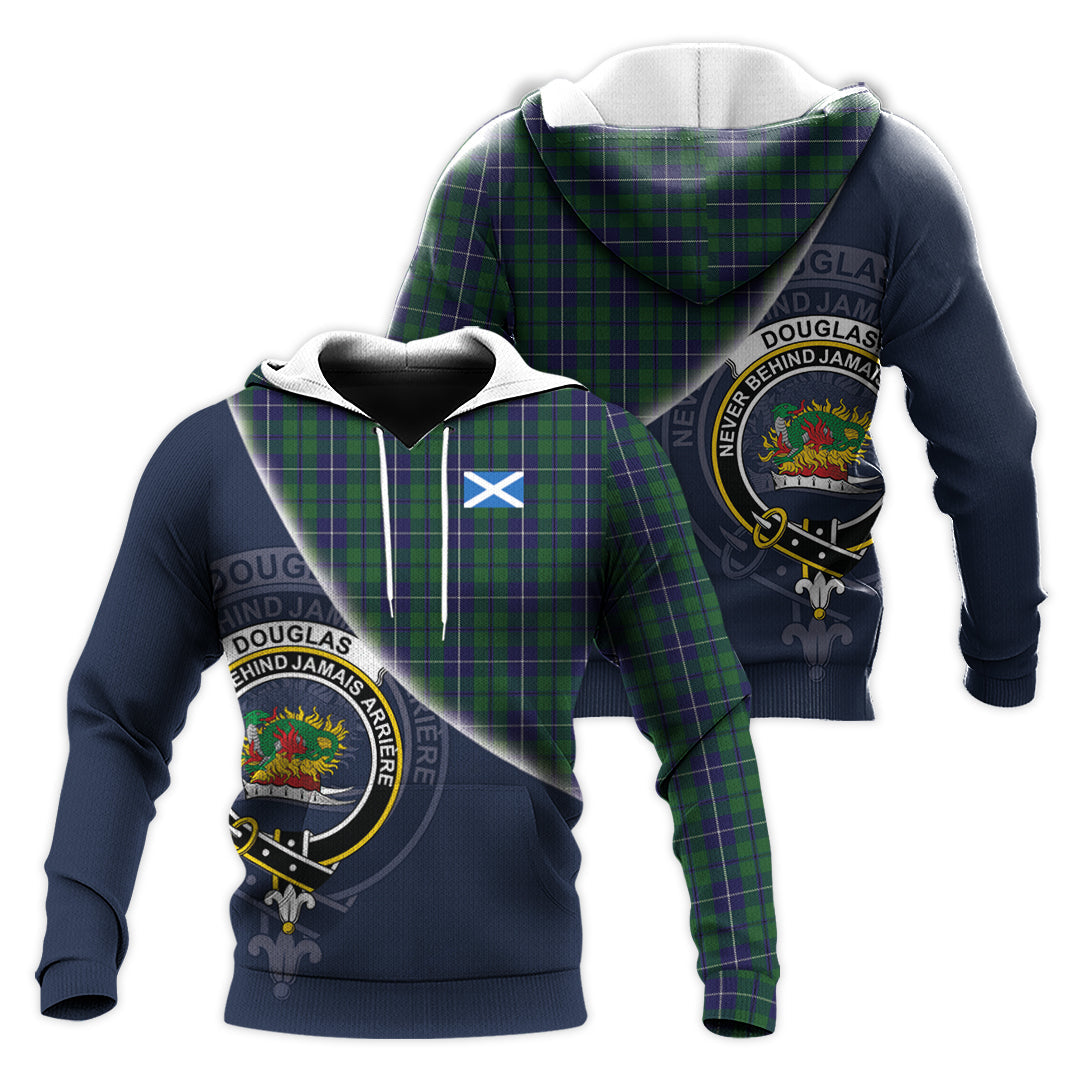 Printivon Douglas Green Tartan Scottish Crest Hoodie