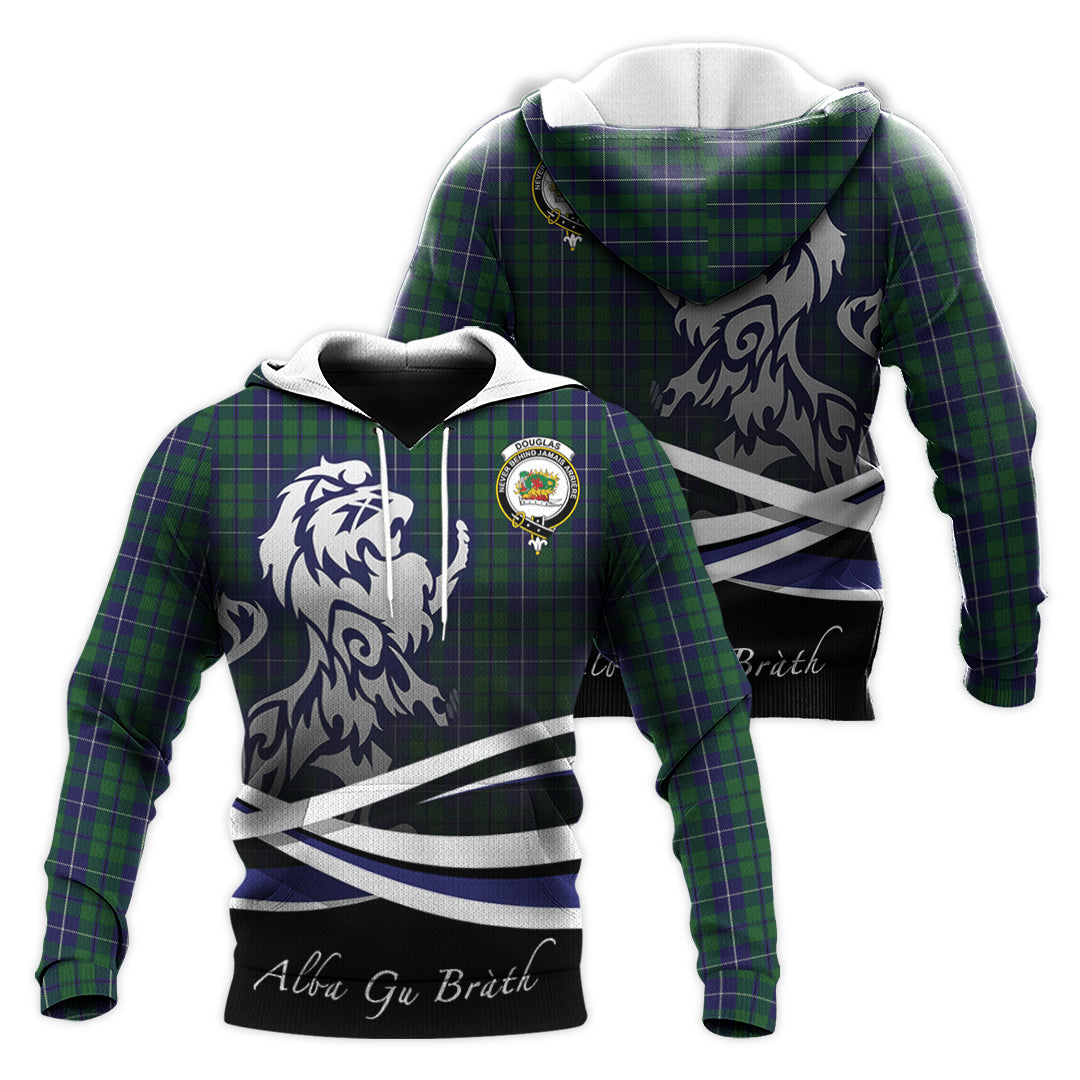 Printivon Douglas Green Tartan Scottish Lion Hoodie