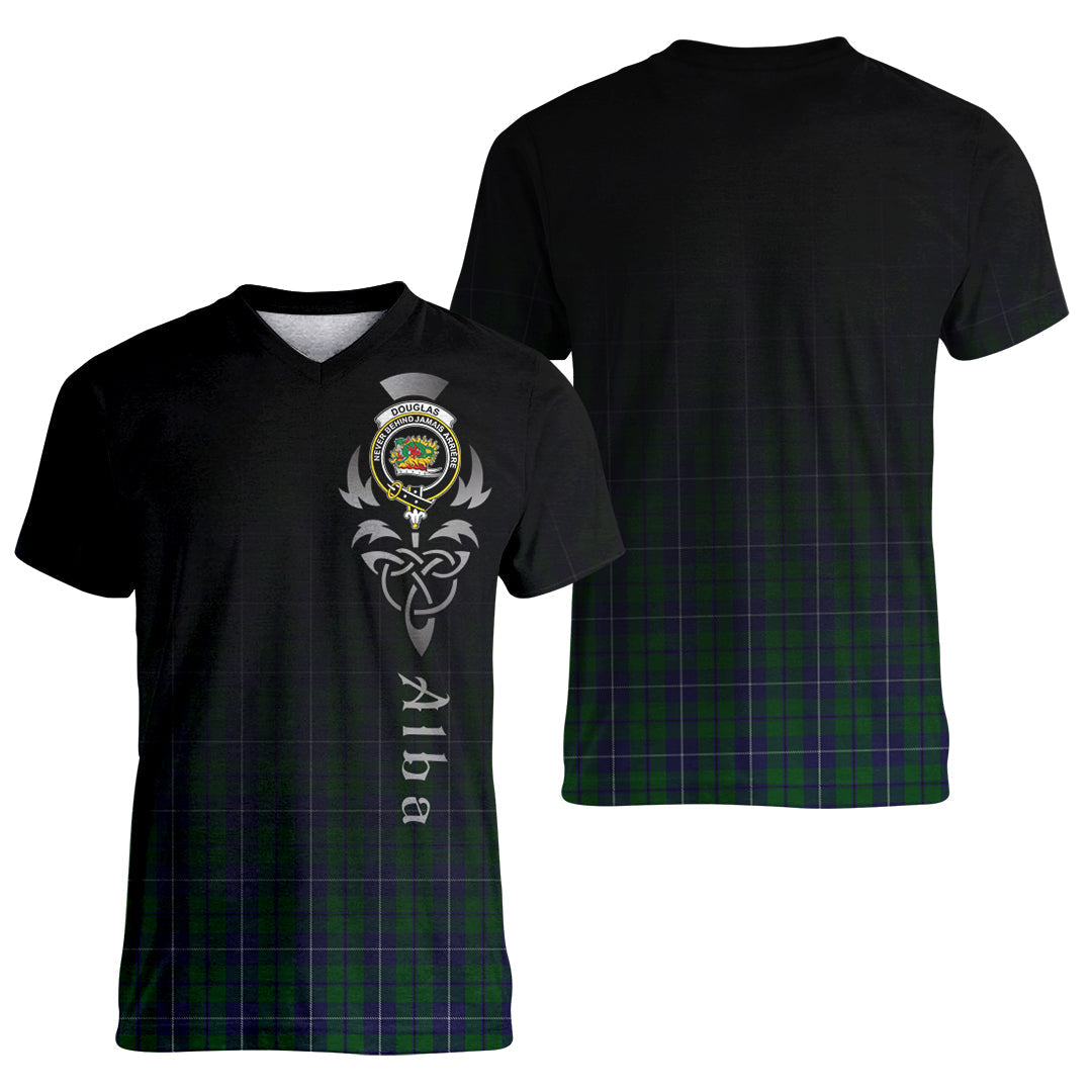 Printivon Douglas Green Tartan Crest Alba Celtic T Shirt