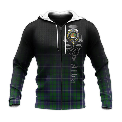 Printivon Douglas Green Tartan Crest Alba Celtic Hoodie