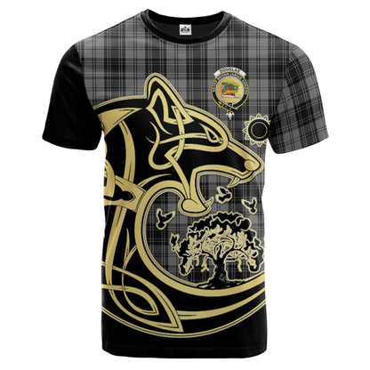 Printivon Douglas Grey Crest Celtic Wolf Tartan T Shirt Custom Your Text