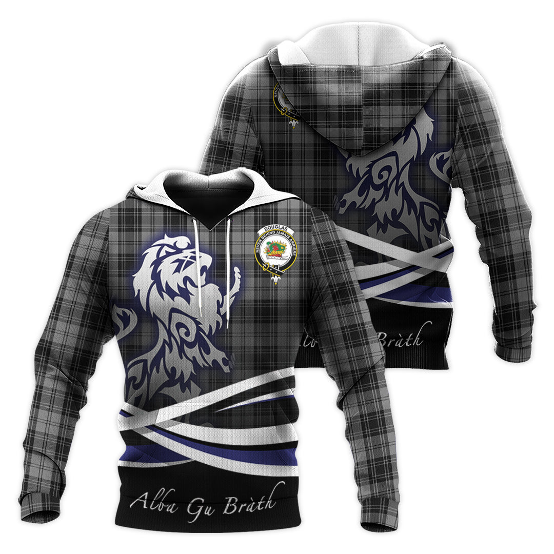 Printivon Douglas Grey Tartan Scottish Lion Hoodie