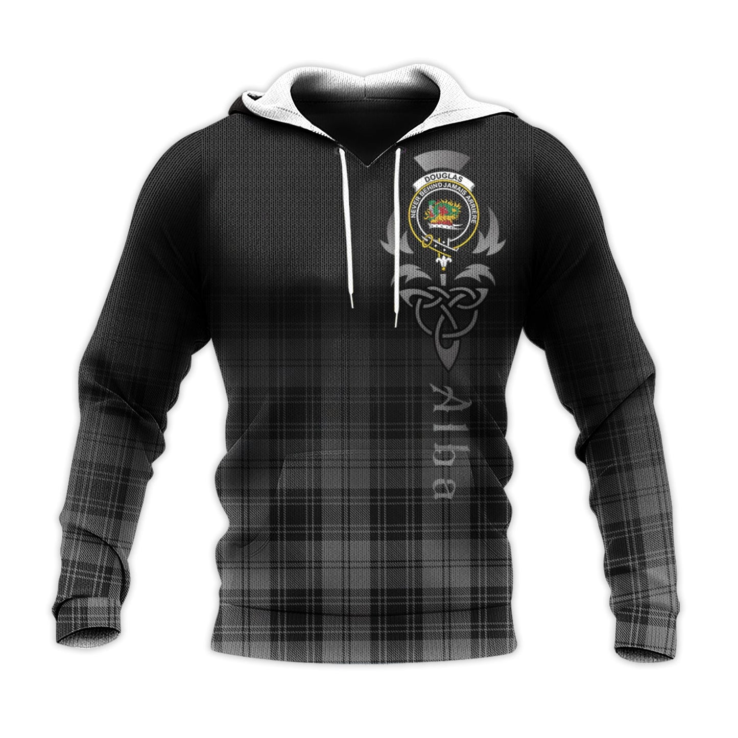 Printivon Douglas Grey Tartan Crest Alba Celtic Hoodie