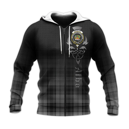 Printivon Douglas Grey Tartan Crest Alba Celtic Hoodie