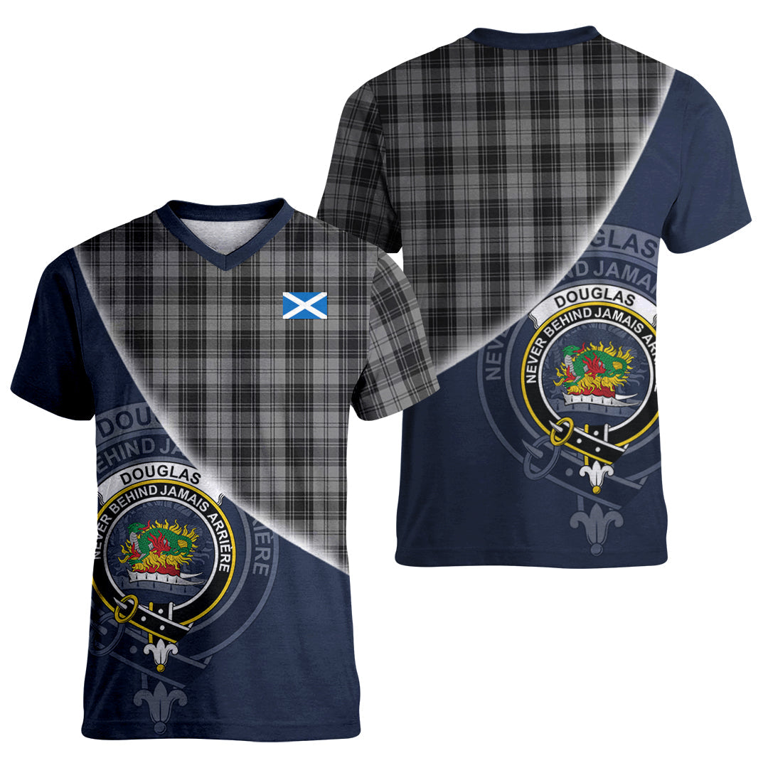 Printivon Douglas Grey Tartan Scottish Crest T Shirt