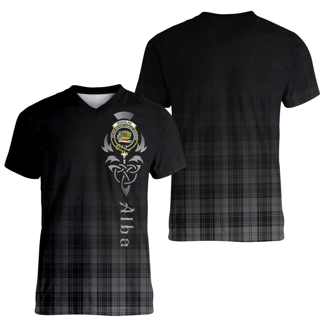 Printivon Douglas Grey Tartan Crest Alba Celtic T Shirt