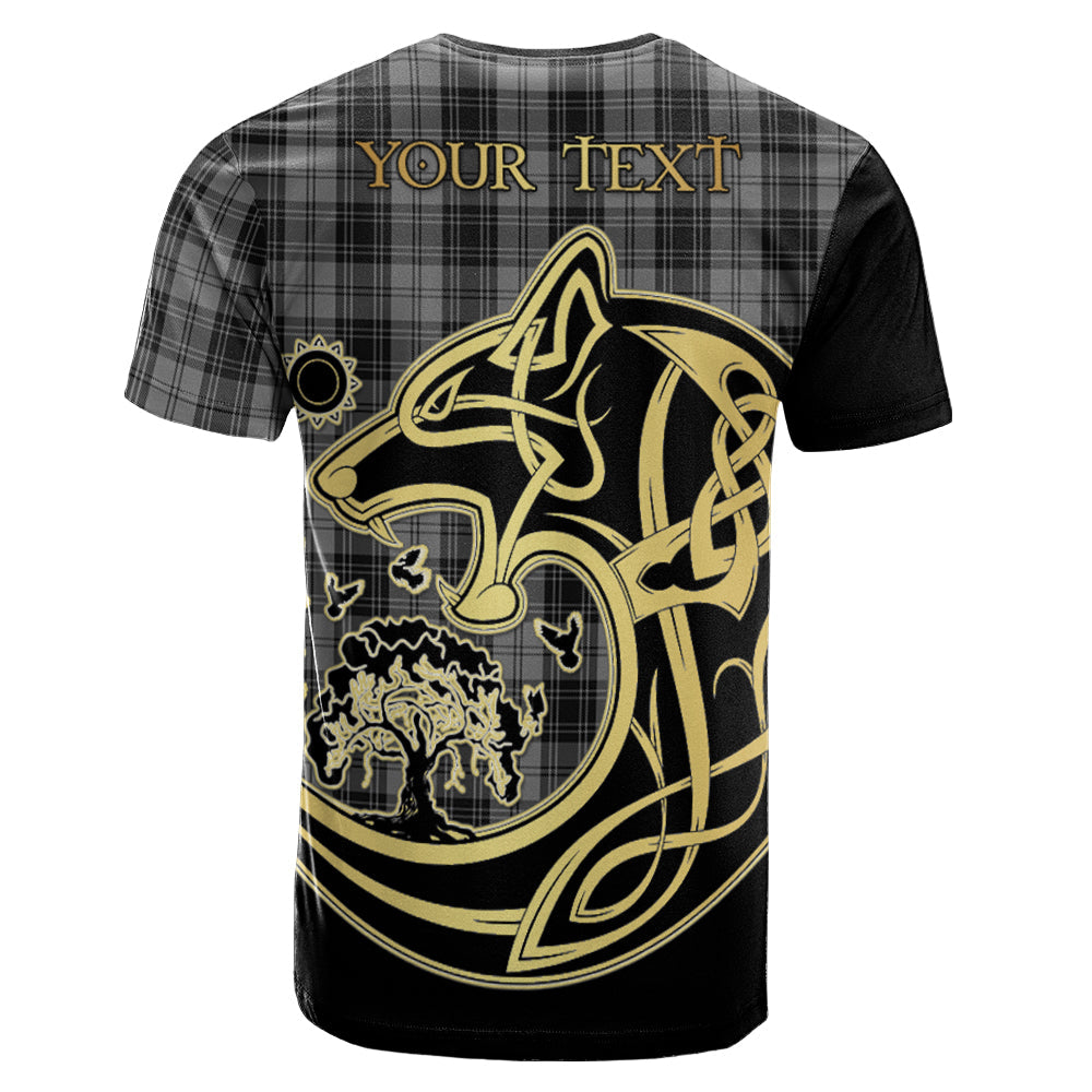 Printivon Douglas Grey Crest Celtic Wolf Tartan T Shirt Custom Your Text