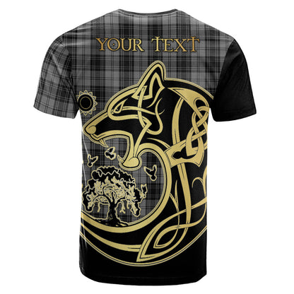 Printivon Douglas Grey Crest Celtic Wolf Tartan T Shirt Custom Your Text