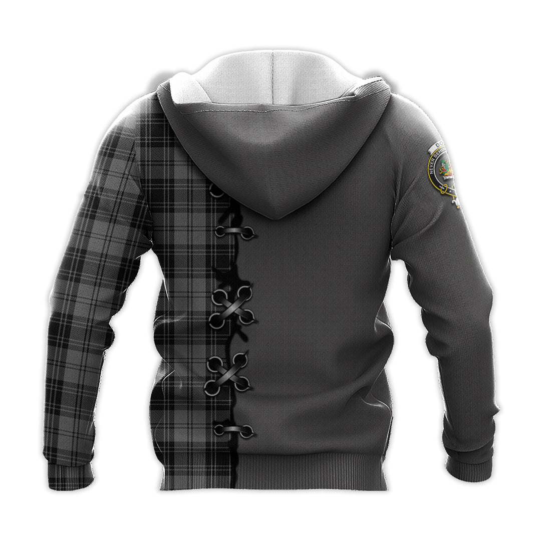 Printivon Douglas Grey Tartan Hoodie Lion Rampant And Celtic Thistle Style