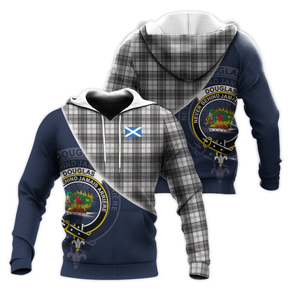 Printivon Douglas Grey Modern Tartan Scottish Crest Hoodie