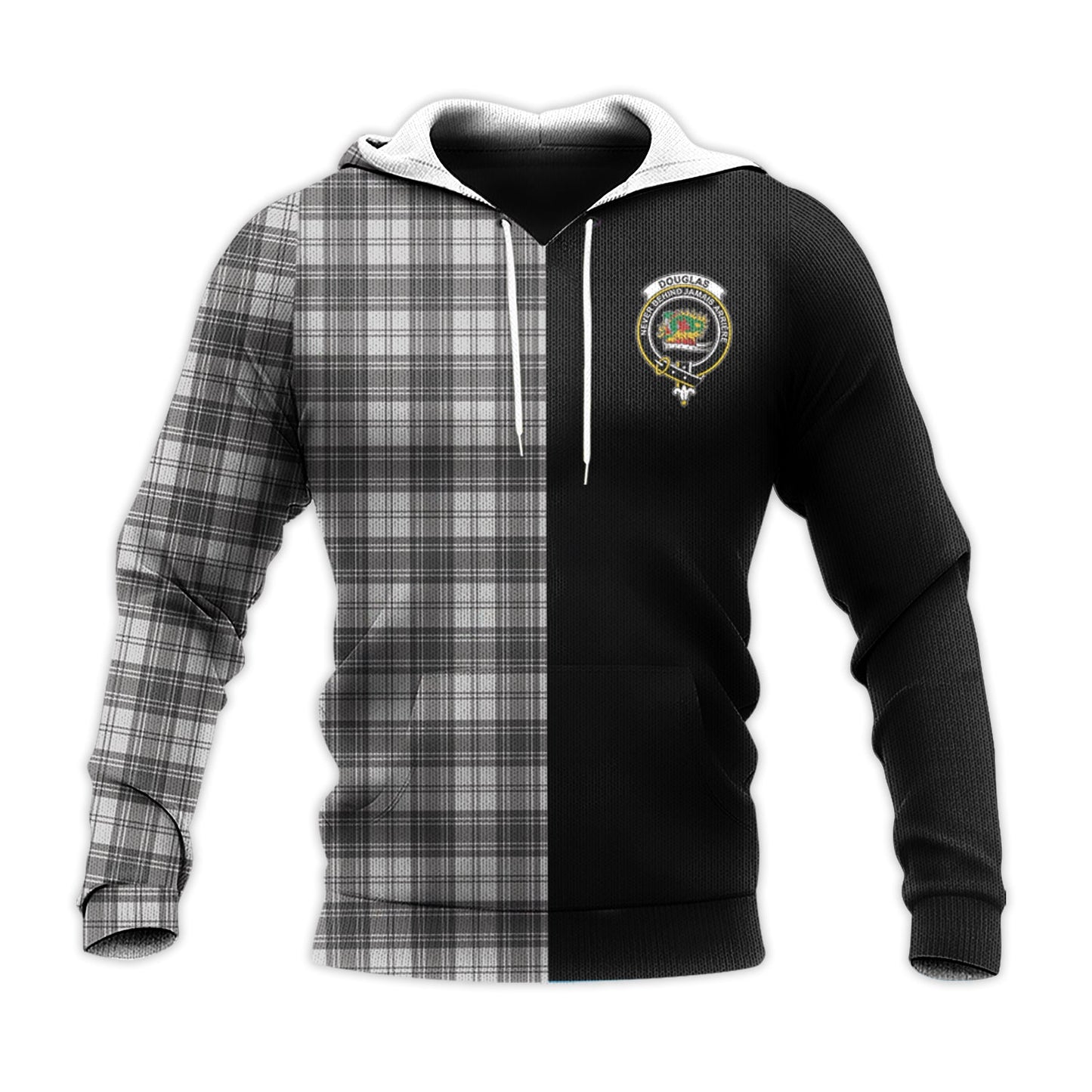 Printivon Douglas Grey Modern Tartan Personalize Half Hoodie