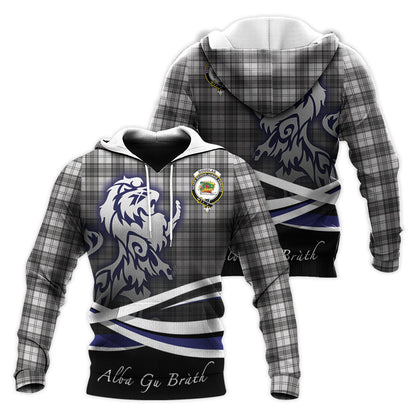 Printivon Douglas Grey Modern Tartan Scottish Lion Hoodie