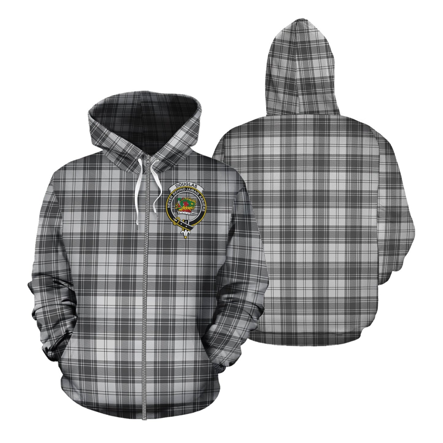 Printivon Douglas Grey Modern Tartan Hoodie