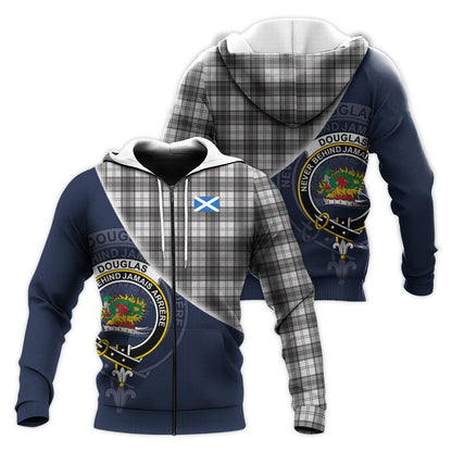 Printivon Douglas Grey Modern Tartan Scottish Crest Hoodie