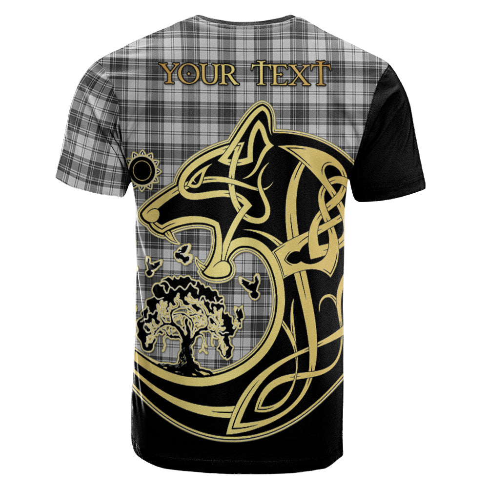 Printivon Douglas Grey Modern Crest Celtic Wolf Tartan T Shirt Custom Your Text