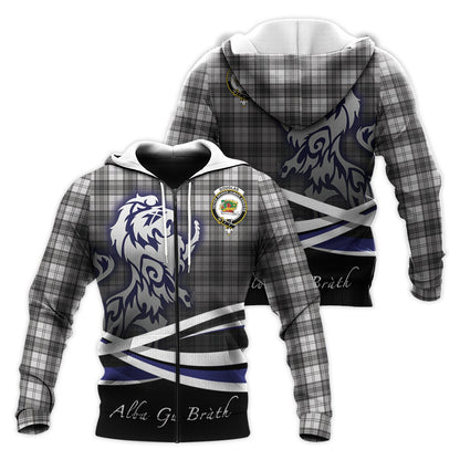 Printivon Douglas Grey Modern Tartan Scottish Lion Hoodie