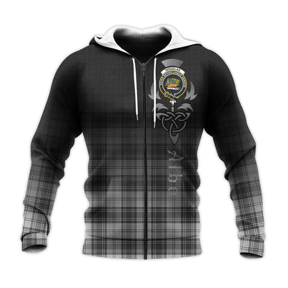 Printivon Douglas Grey Modern Tartan Crest Alba Celtic Hoodie