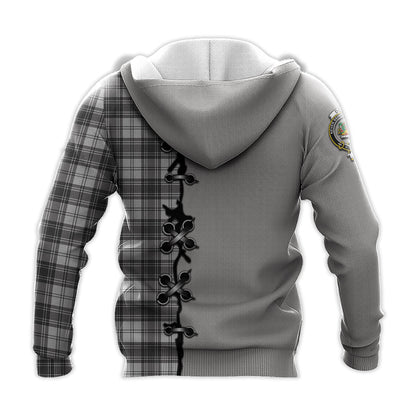 Printivon Douglas Grey Modern Tartan Hoodie Lion Rampant And Celtic Thistle Style