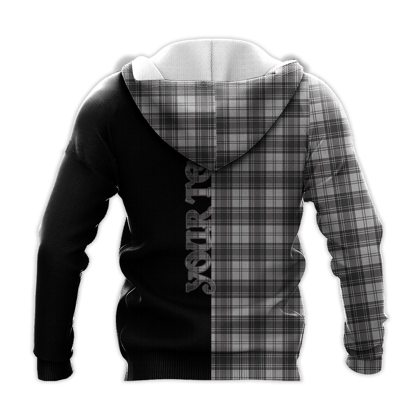 Printivon Douglas Grey Modern Tartan Personalize Half Hoodie