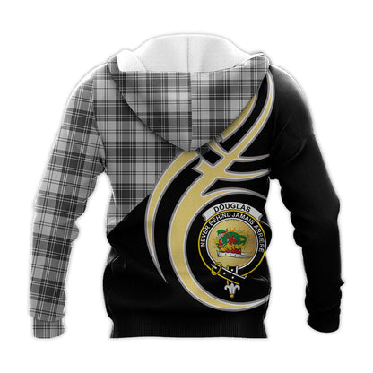 Printivon Douglas Grey Modern Clan Believe In Me Crest Tartan Knitted Hoodie Custom Your Text