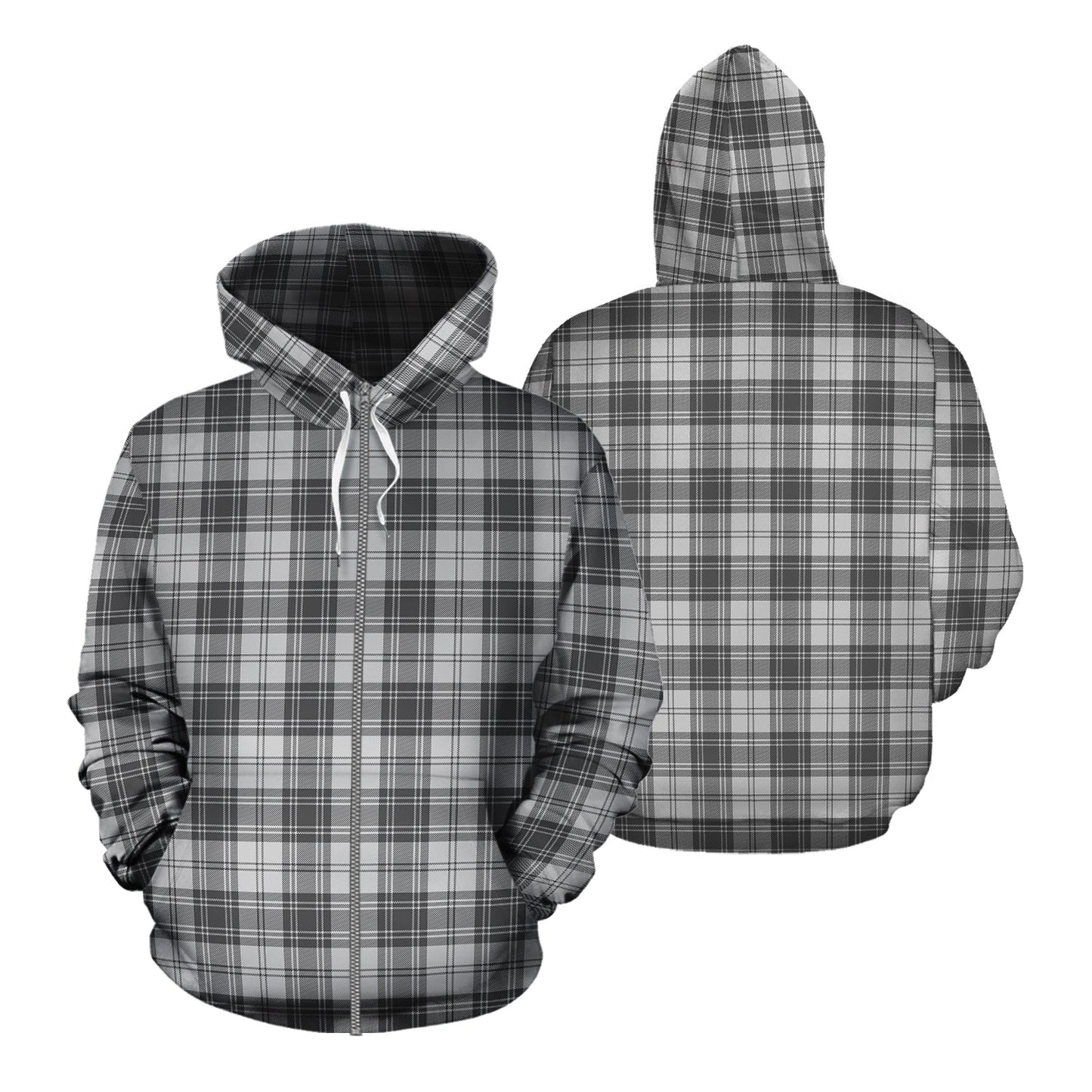 Printivon Douglas Grey Modern Tartan Hoodie