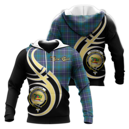 Printivon Douglas Modern Clan Believe In Me Crest Tartan Knitted Hoodie Custom Your Text