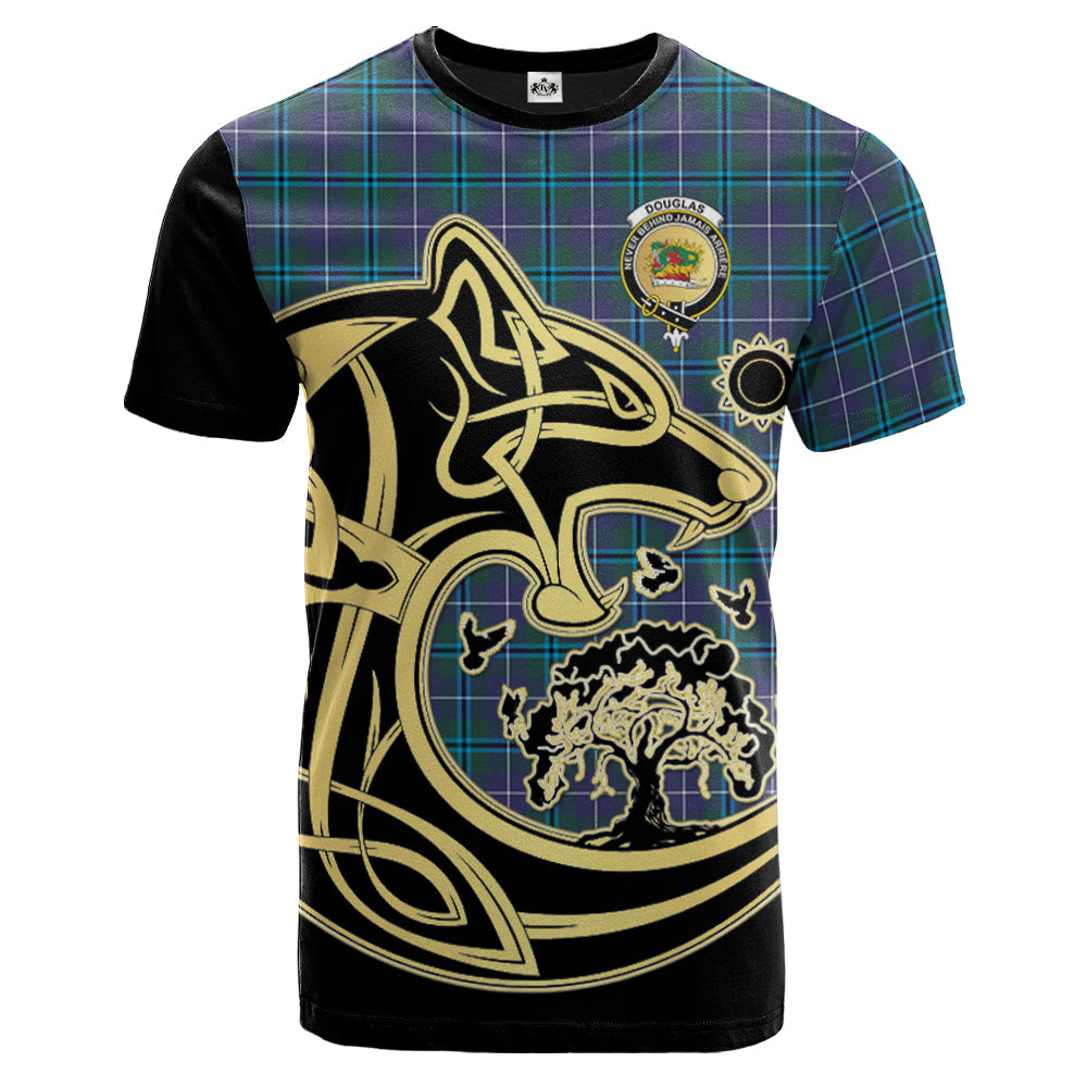 Printivon Douglas Modern Crest Celtic Wolf Tartan T Shirt Custom Your Text