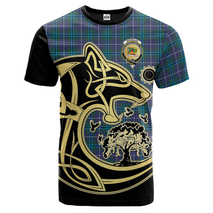 Printivon Douglas Modern Crest Celtic Wolf Tartan T Shirt Custom Your Text