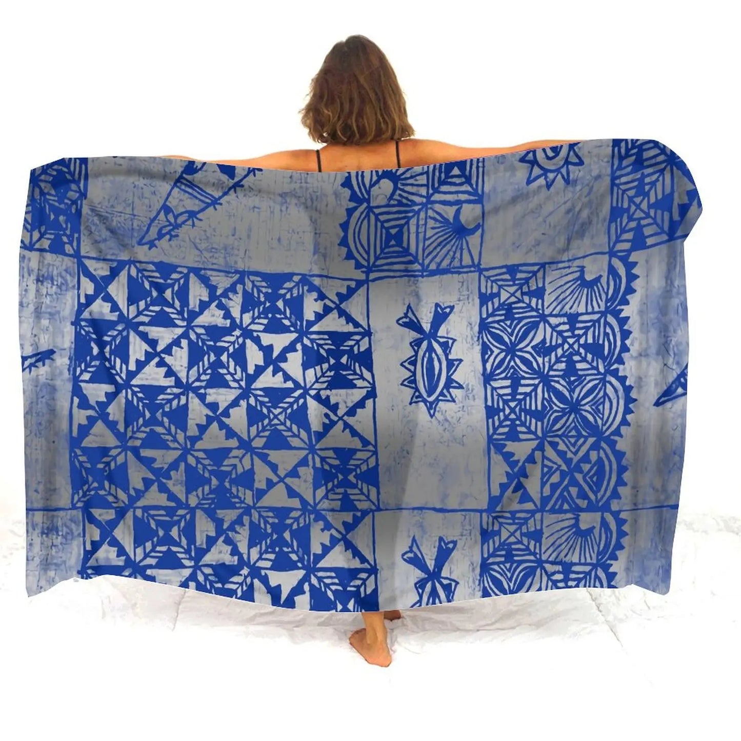 Polynesian Women'S Sarong Apron Polynesian Tribal Pattern Blue Sarong Beach For Her