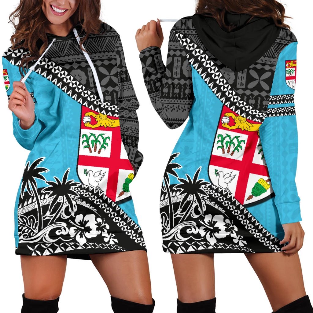 Fiji Hoodie Dress Fiji Flag Fall In The Wave K9
