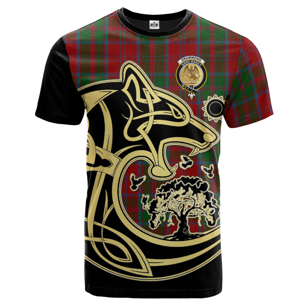 Printivon Drummond Crest Celtic Wolf Tartan T Shirt Custom Your Text