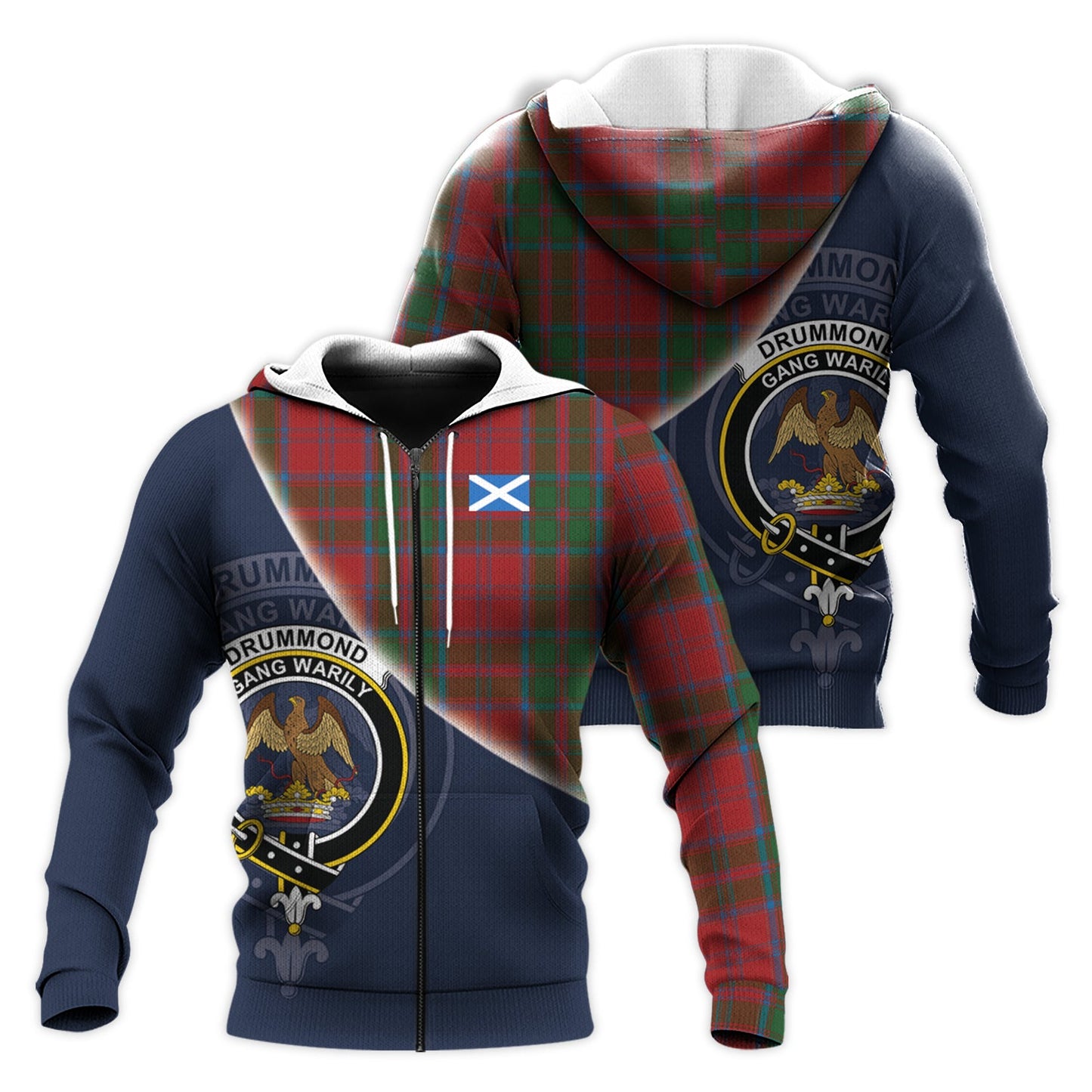 Printivon Drummond Tartan Scottish Crest Hoodie