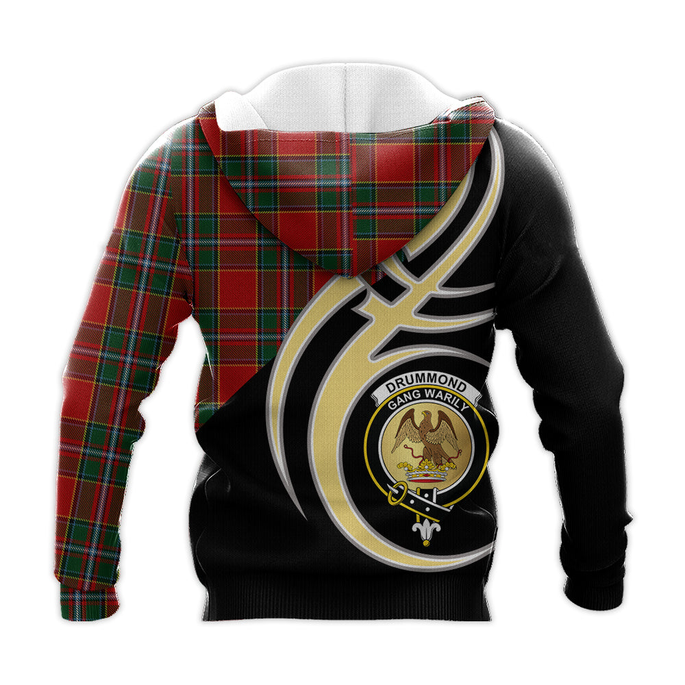 Printivon Drummond Ancient Clan Believe In Me Crest Tartan Knitted Hoodie Custom Your Text