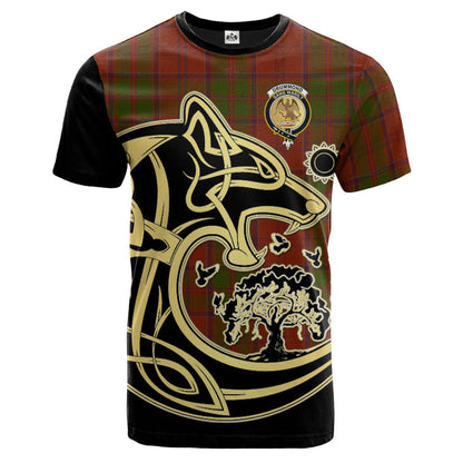 Printivon Drummond Clan Crest Celtic Wolf Tartan T Shirt Custom Your Text