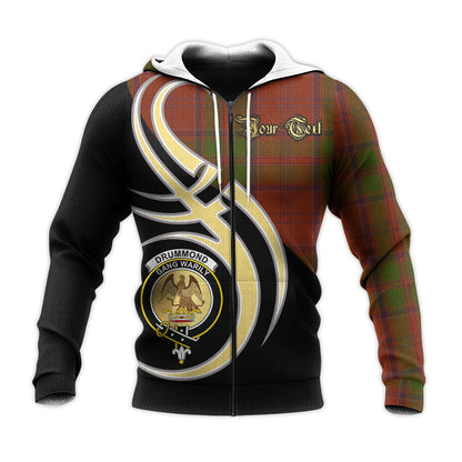 Printivon Drummond Clan Clan Believe In Me Crest Tartan Knitted Hoodie Custom Your Text