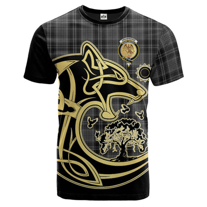 Printivon Drummond Grey Crest Celtic Wolf Tartan T Shirt Custom Your Text