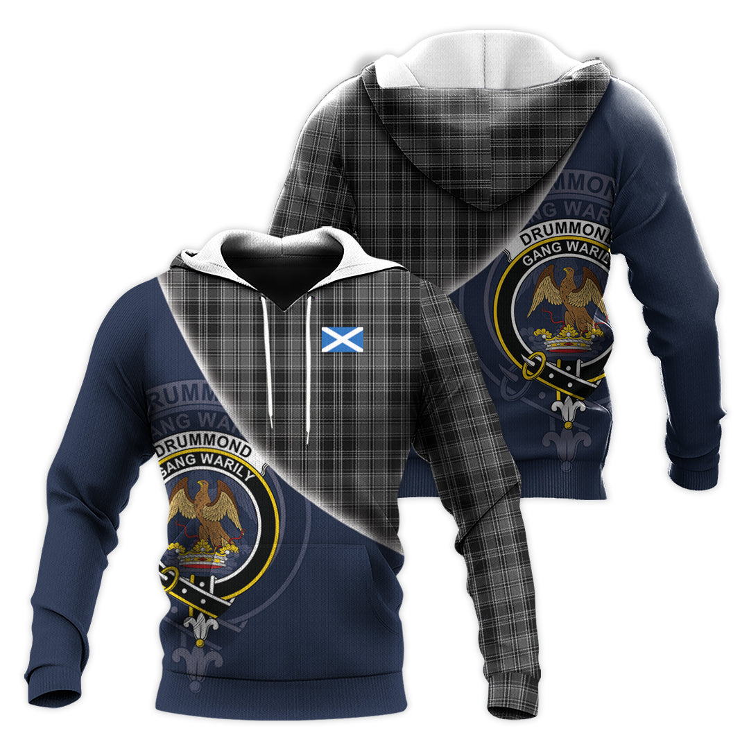 Printivon Drummond Grey Tartan Scottish Crest Hoodie