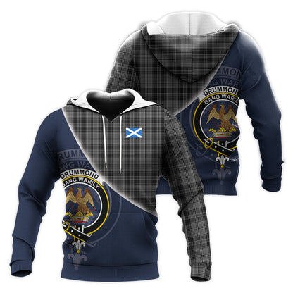 Printivon Drummond Grey Tartan Scottish Crest Hoodie