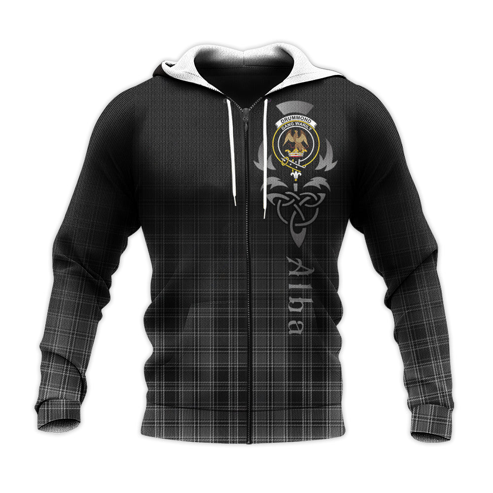 Printivon Drummond Grey Tartan Crest Alba Celtic Hoodie