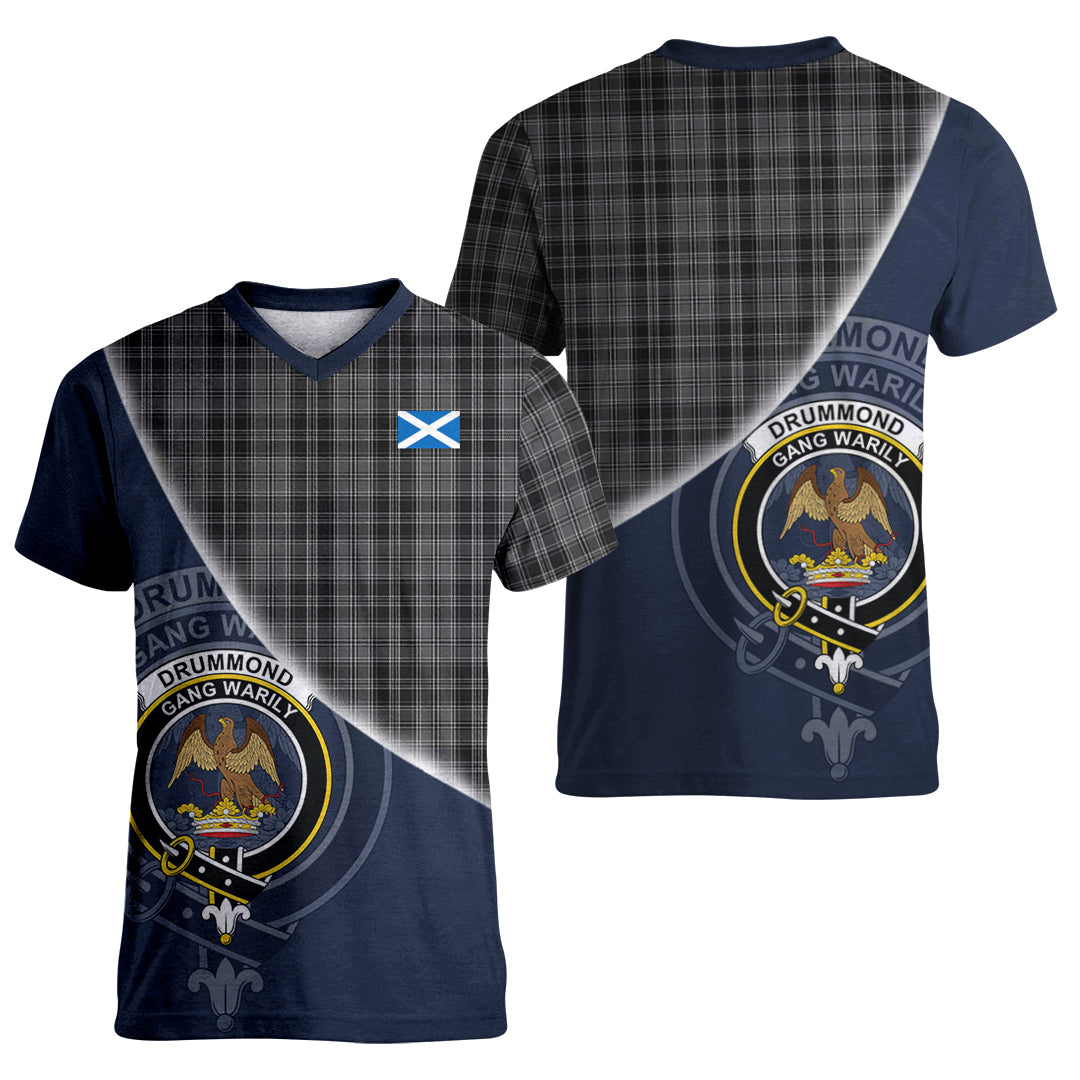 Printivon Drummond Grey Tartan Scottish Crest T Shirt