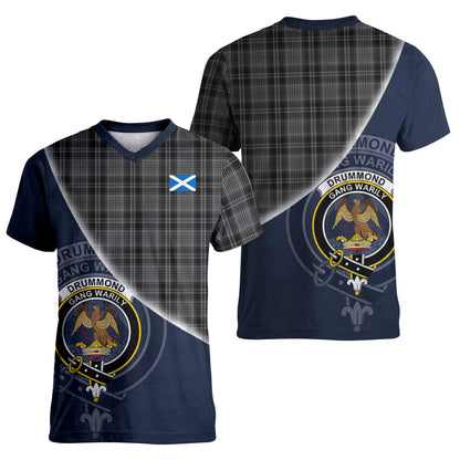 Printivon Drummond Grey Tartan Scottish Crest T Shirt