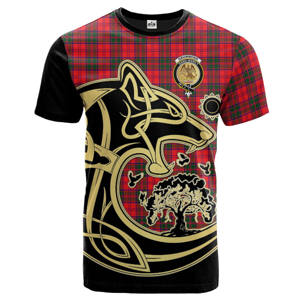 Printivon Drummond Modern Crest Celtic Wolf Tartan T Shirt Custom Your Text