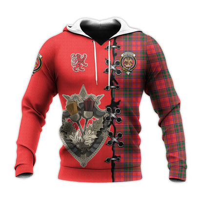 Printivon Drummond Modern Tartan Hoodie Lion Rampant And Celtic Thistle Style