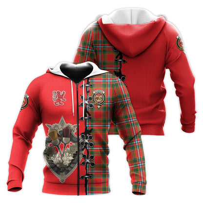 Printivon Drummond Of Perth Tartan Hoodie Lion Rampant And Celtic Thistle Style