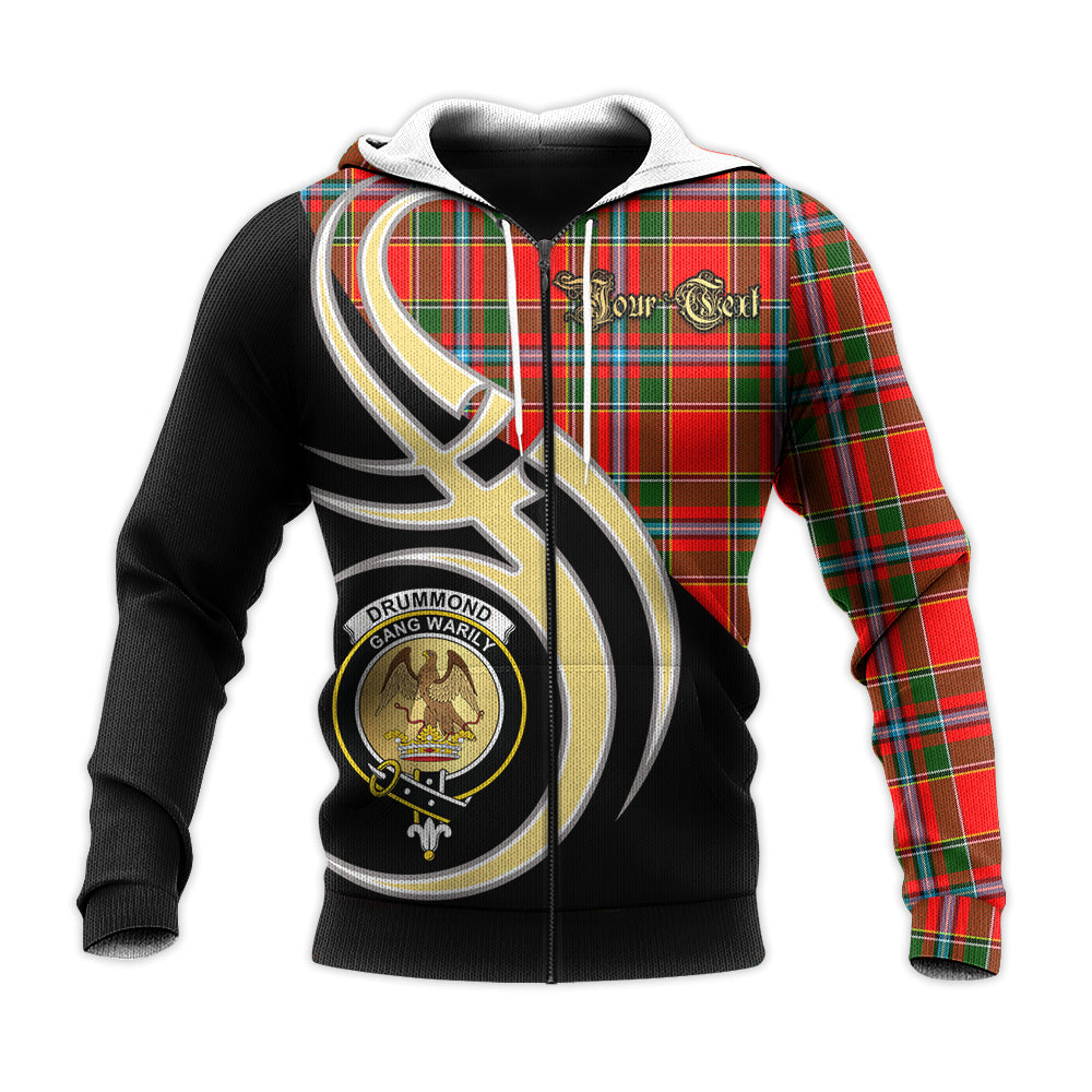 Printivon Drummond Of Perth Clan Believe In Me Crest Tartan Knitted Hoodie Custom Your Text