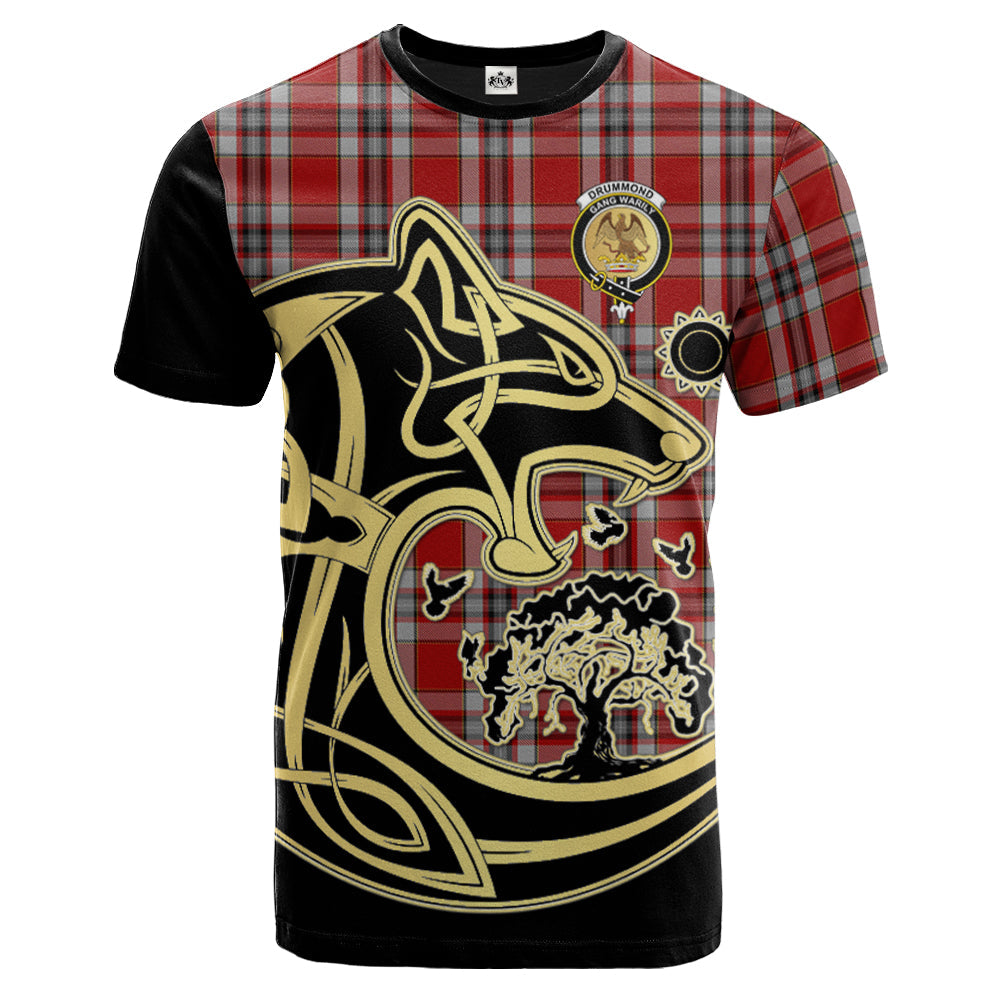 Printivon Drummond of Perth Dress Crest Celtic Wolf Tartan T Shirt Custom Your Text