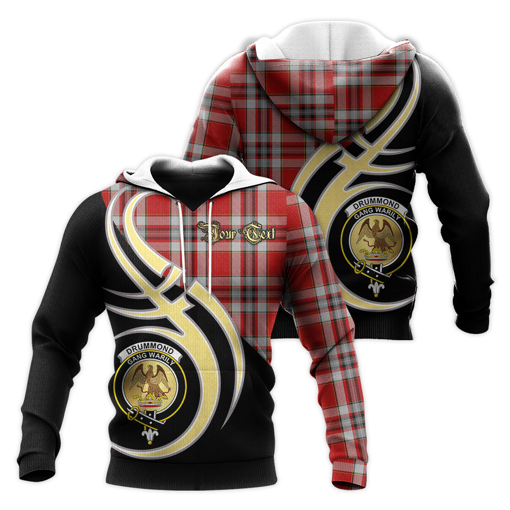 Printivon Drummond Of Perth Dress Clan Believe In Me Crest Tartan Knitted Hoodie Custom Your Text