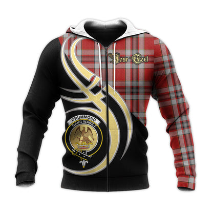 Printivon Drummond Of Perth Dress Clan Believe In Me Crest Tartan Knitted Hoodie Custom Your Text